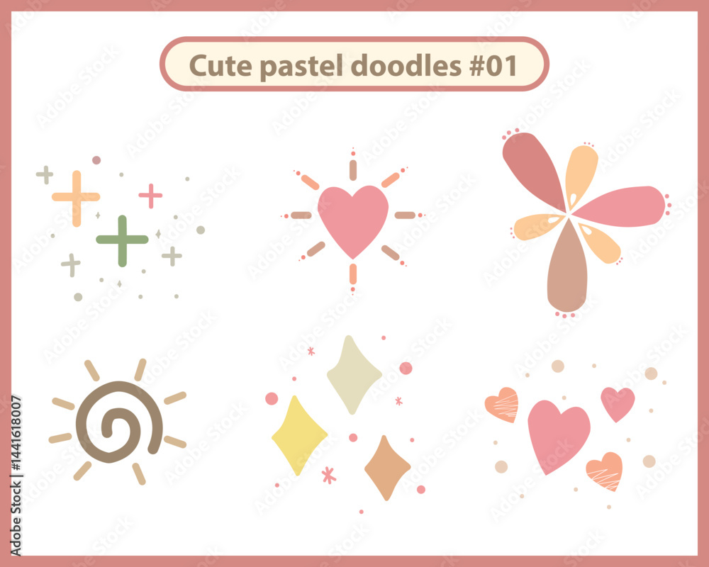 set doodle icon with hearts, spirals, and sparkles. Soft neutral Pastel color palette. Ideal for digital planners, social media graphics, printable art, nursery decor, and scrapbooking. set doodle icon with hearts, spirals, and sparkles. Soft neutral Pastel color palette. Ideal for digital planners, social media graphics, printable art, nursery decor, and scrapbooking.