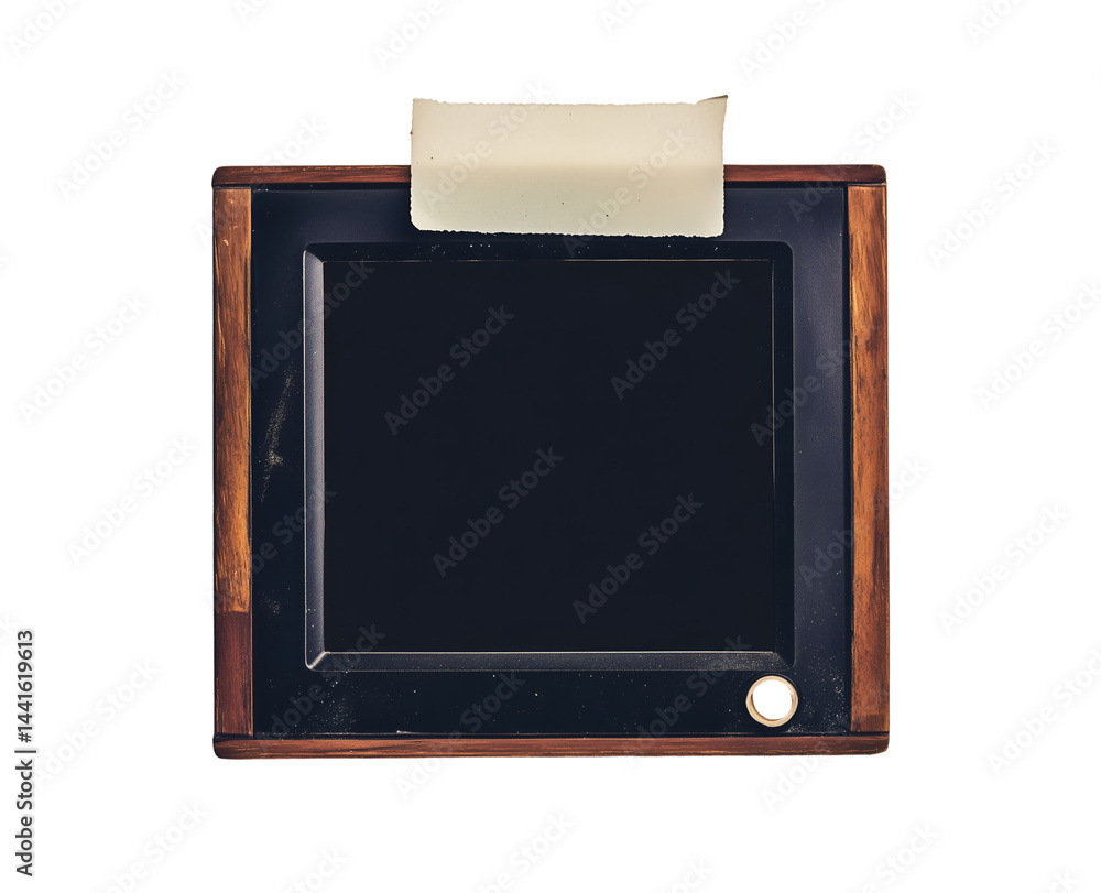 Obraz premium Vintage Projector Slide Frame: A classic, dark-screened projector slide frame, featuring wooden trim and a retro aesthetic, perfectly captures the nostalgic charm of vintage photography.
