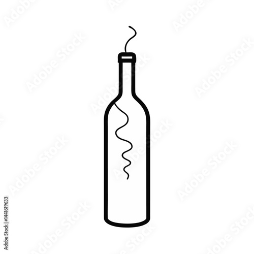Minimalistic continuous line art depiction of a wine bottle and corkscrew capturing the spirit of fine wine culture perfect for elegant culinary branding events and vineyard promotions