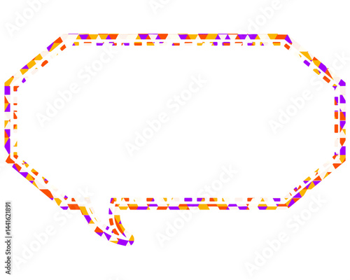 ステンドグラス風吹き出し　三角形模様　細長い八角形
