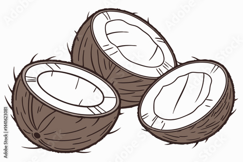 Coconut pieces isolated on transparent background
