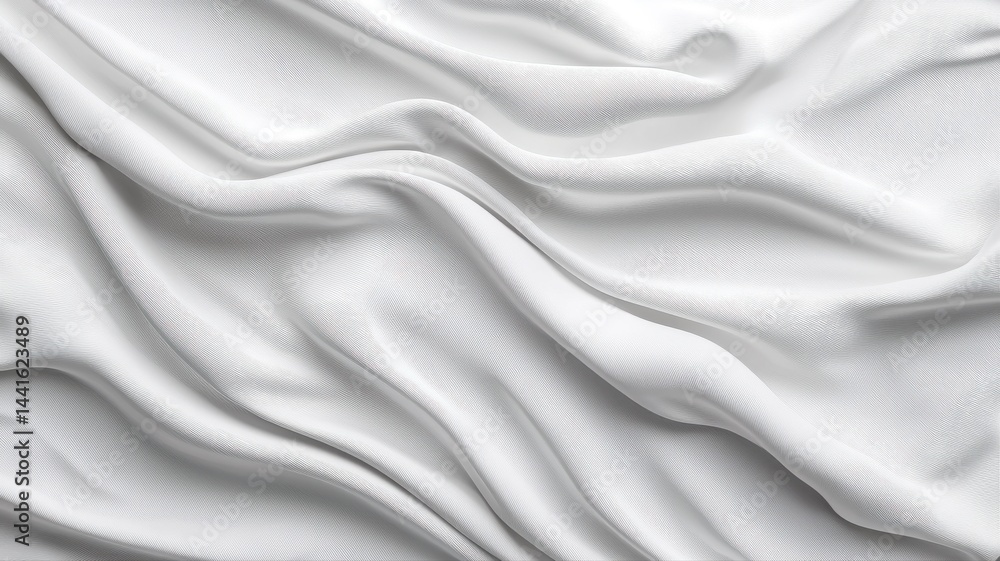 Naklejka premium Elegant White Silk Fabric with Soft Folds and Delicate Texture white silk fabric texture soft folds