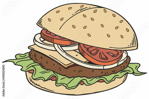 PNG Burger food hamburger vegetable.
