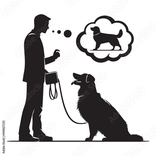 Dog Sitter Silhouette Vector Illustration White Background