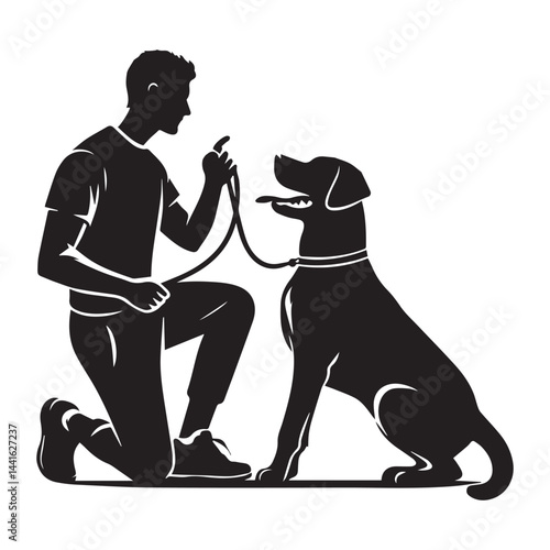 Dog Sitter Silhouette Vector Illustration White Background