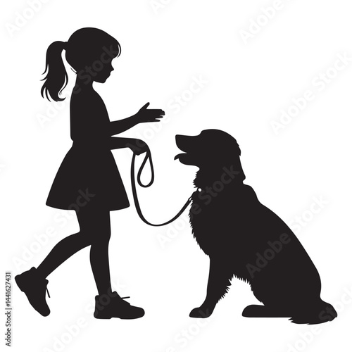 Dog Sitter Silhouette Vector Illustration White Background