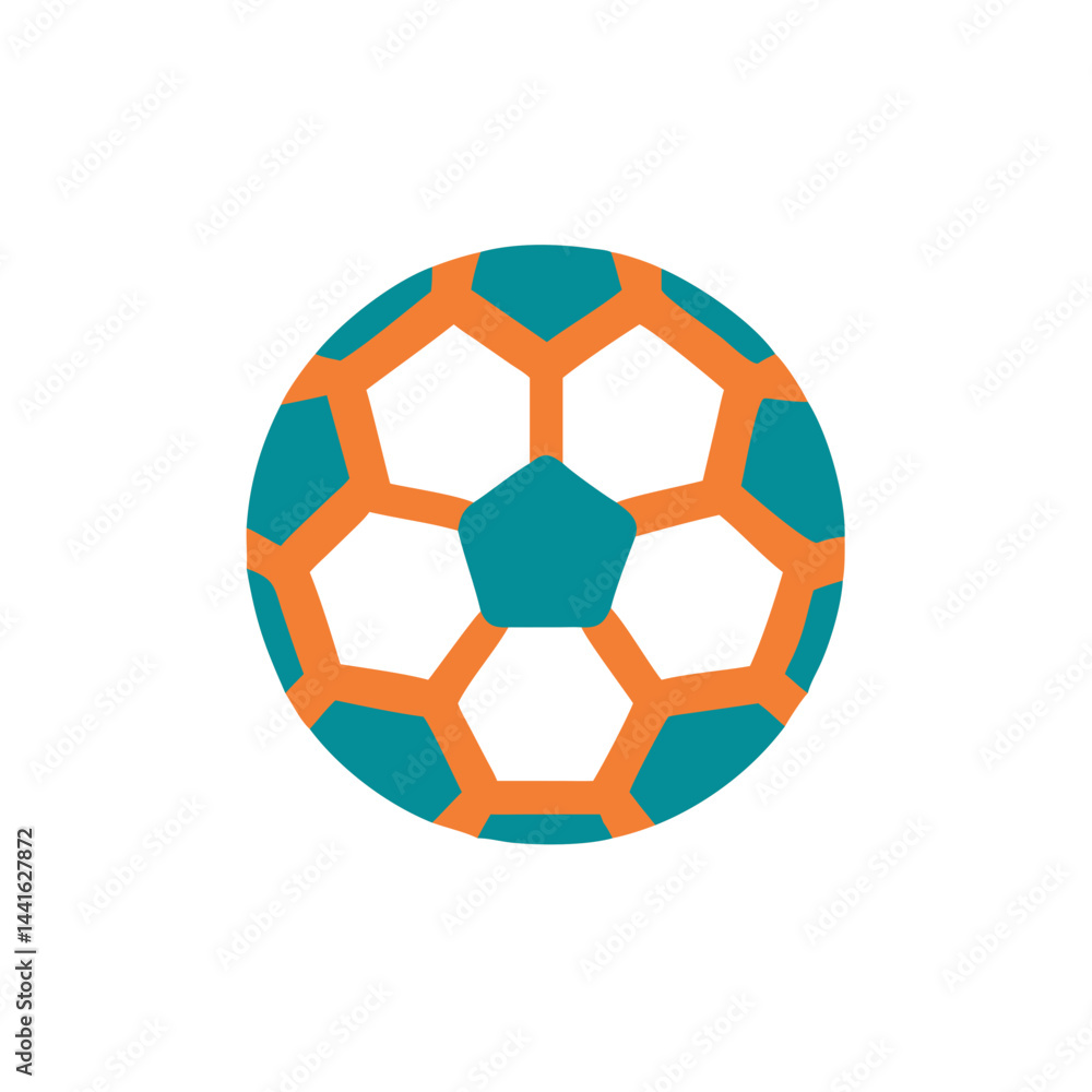Obraz premium Soccer ball icon in flat color style with green and orange tones