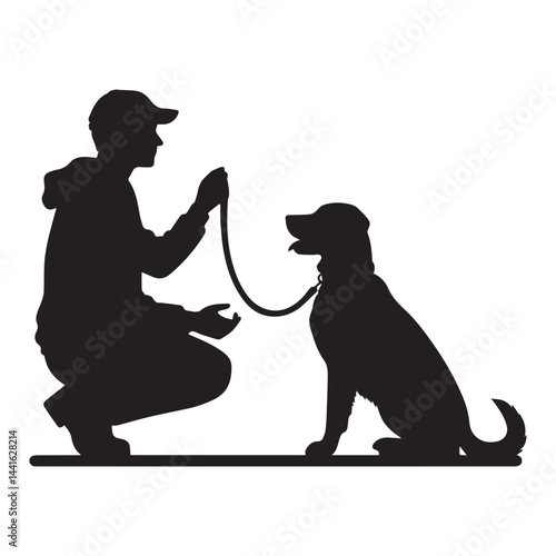Dog Sitter Silhouette Vector Illustration White Background