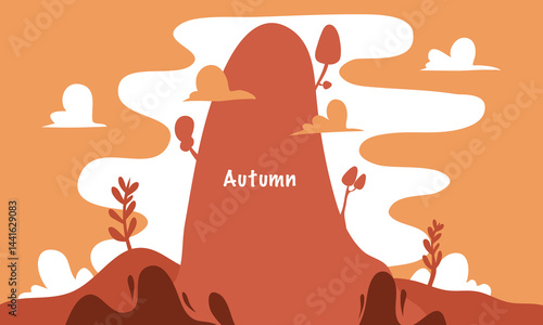 Red and orange abstract mountain illustration with autumnal touch
