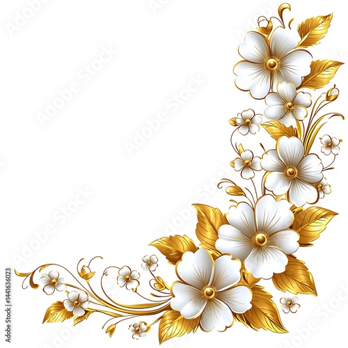 Elegant gold and white floral corner design