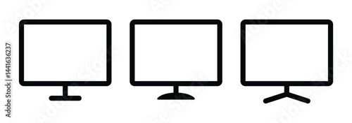 Computer monitor outline icon vector illustration, LCD monitor, black silhouette television icon, computer monitor sign and symbol