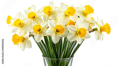 Wallpaper Mural Bunch daffodil blossom in glass vase, cut out transparent Torontodigital.ca