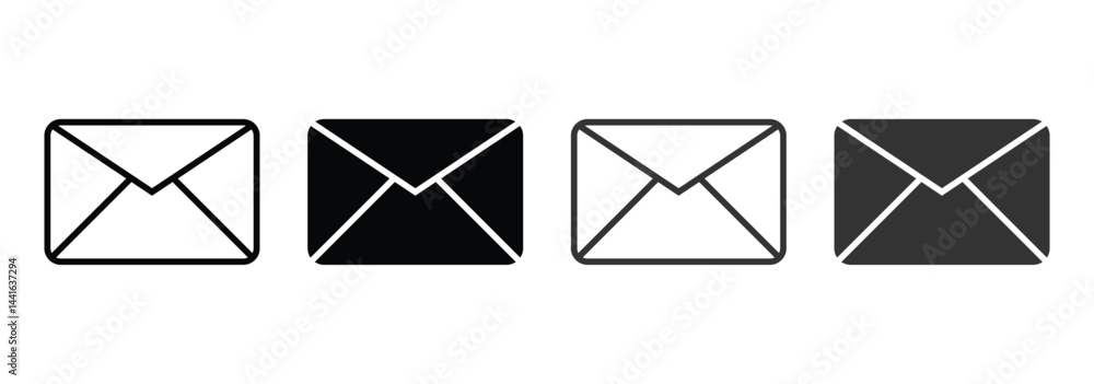Mail icon, email icon, envelope icon set vector illustration Mail icon, email icon, envelope icon set vector illustration