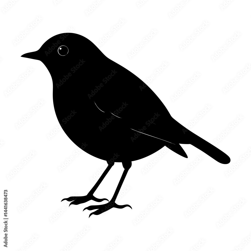 Obraz premium Robin Silhouette vector illustration