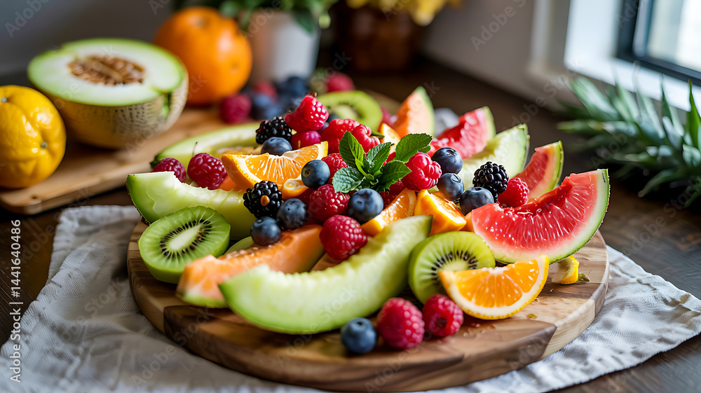 Fresh Fruit Platter with Berries and Melon Fresh Fruit Platter with Berries and Melon
