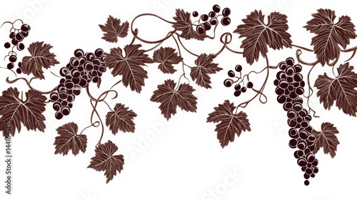 A pixel art style of grape vine and leaves, with each leaf outlined in solid brown color on a white background. The design is intricate yet simple, making it suitable for use as an avatar or profile p