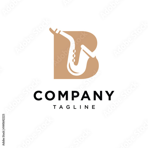 Letter B Saxophone Logo Icon Vector