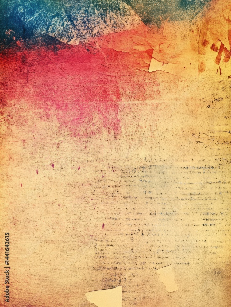 Unique Grunge Artistic Background Created With Ink Stamps, Textures, and Overlays for a Vintage Scrapbook Feel
