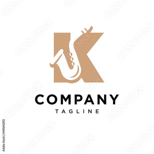 Letter K Saxophone Logo Icon Vector