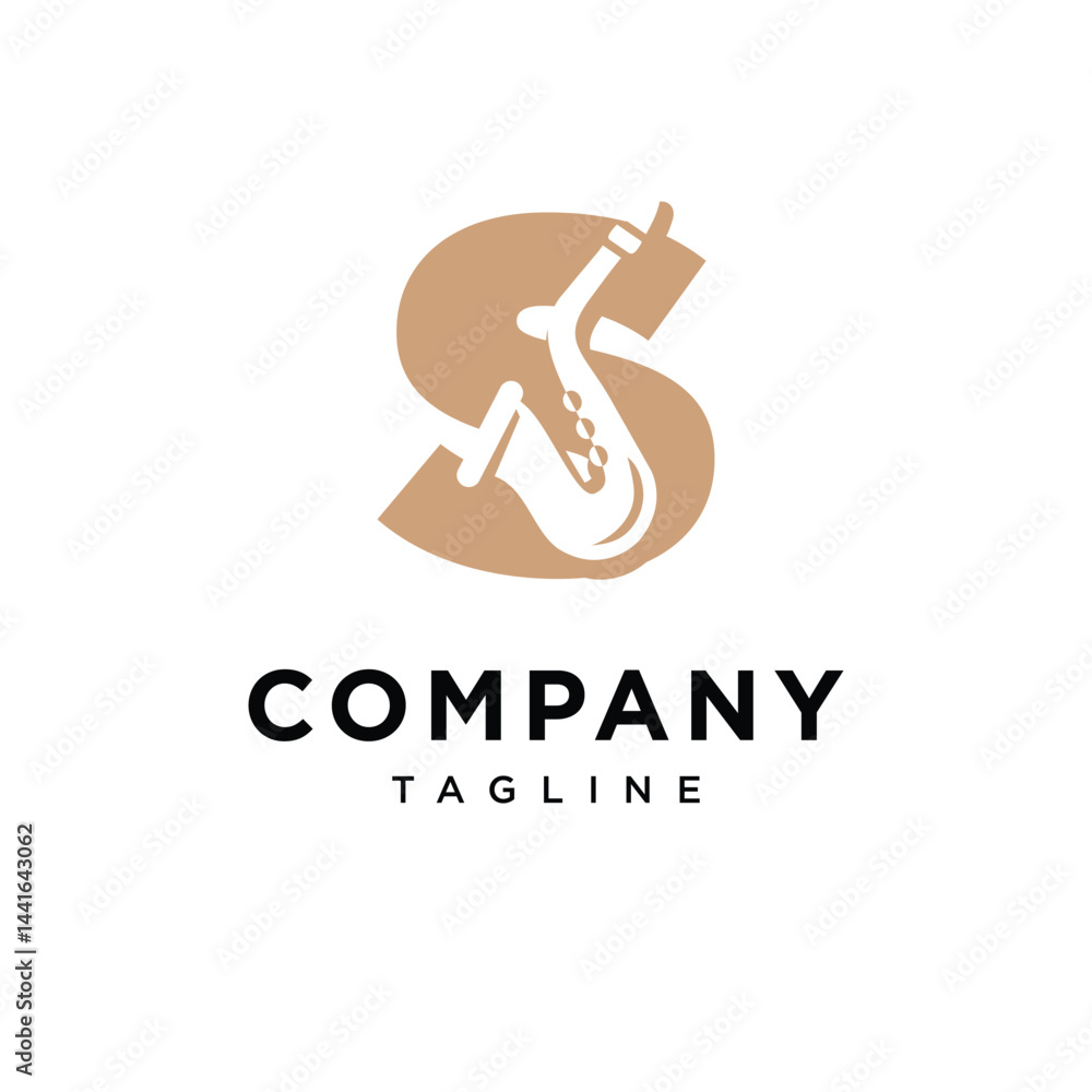 Obraz premium Letter S Saxophone Logo Icon Vector