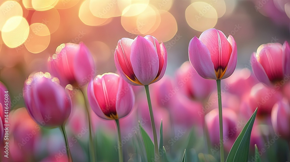 Dreamy Tulip Blooms with Soft Bokeh Background – Vibrant Springtime Scene Dreamy Tulip Blooms with Soft Bokeh Background – Vibrant Springtime Scene
