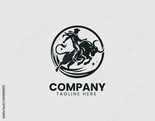 Bull Rider Silhouette Vector Logo