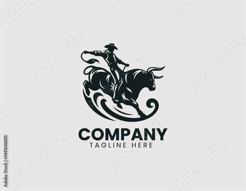 Bull Rider Silhouette Vector Logo
