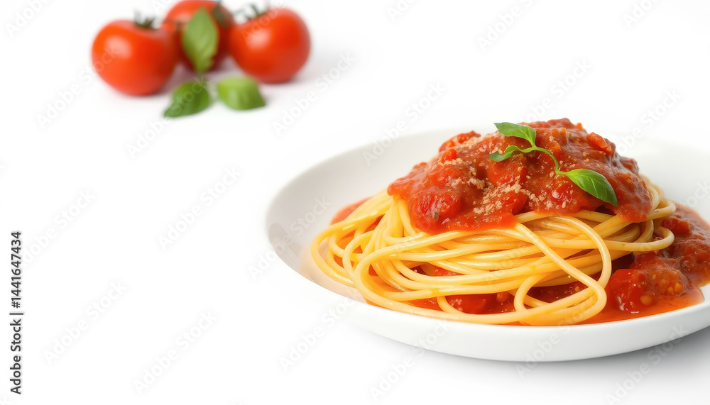 Plate of Spaghetti with Tomato Sauce and Basil Plate of Spaghetti with Tomato Sauce and Basil