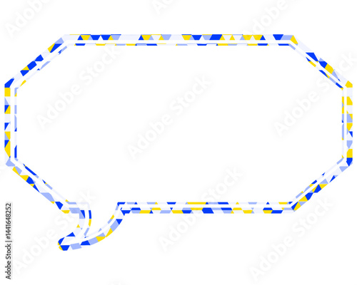 ステンドグラス風吹き出し　三角形模様　細長い八角形