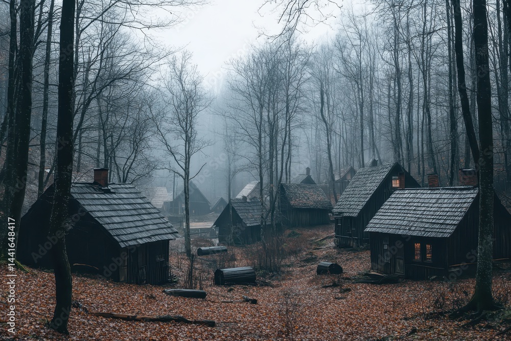 A scary and haunted village in the forest