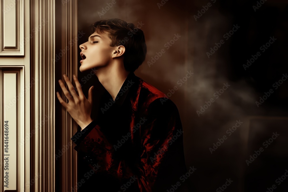 A young man shouted outside the room.
