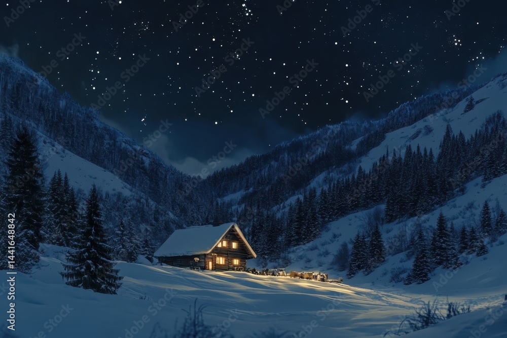Aurora seen In starry sky above snow covered