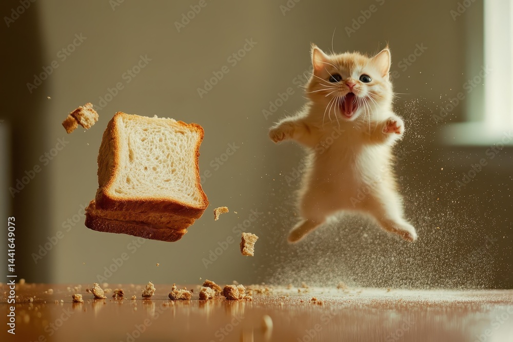 Jumping toast bread