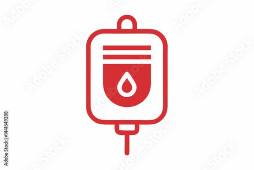 Blood Donation Bag Icon with Drop