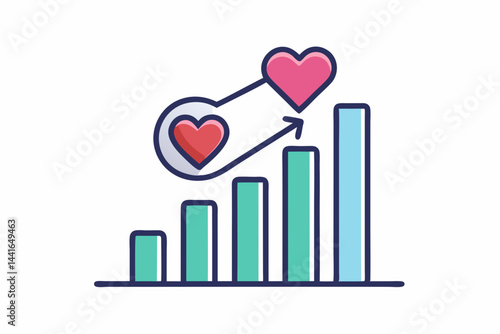 Health Recovery Chart Icon with Heart