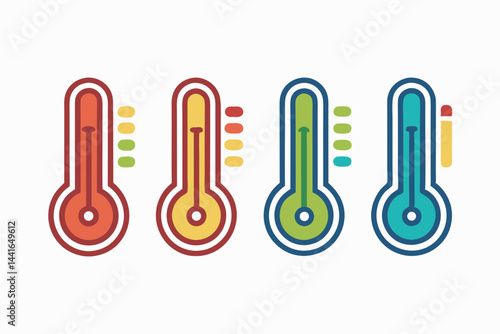 Healthcare and Medical Icons Set Thermometer