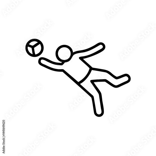 Soccer goalie catching ball midair in dynamic linear silhouette
