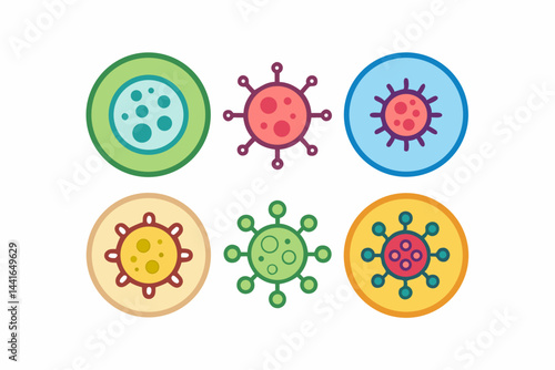 Healthcare and Medical Icons Set Virus Icon
