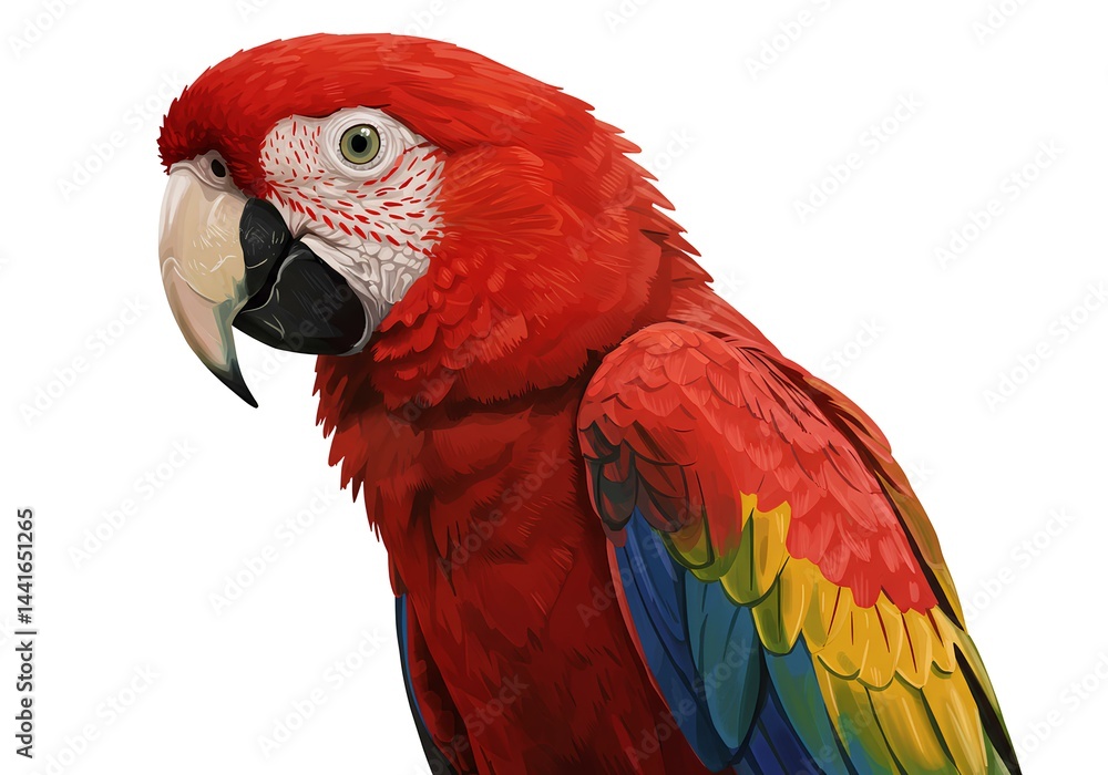 Naklejka premium Vibrant Scarlet Macaw Portrait
