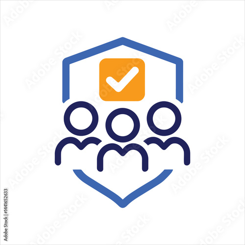 Protected Group Icon, Shield, Checkmark, Secure People