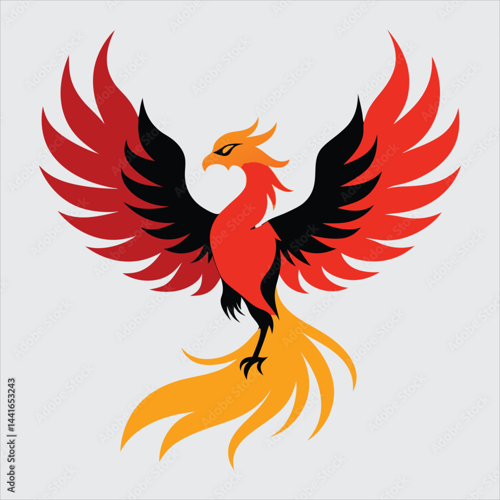 Fototapeta premium Phoenix bird vector art illustration.