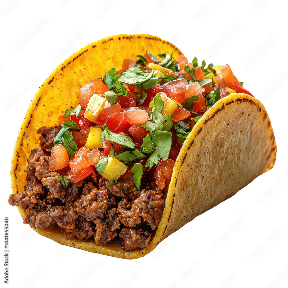 Mexican taco png spicy wrap png grilled taco png taco with toppings png 3d food png transparent background image