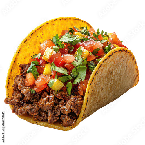Obraz na płótnie Mexican taco png spicy wrap png grilled taco png taco with toppings png 3d food png transparent background image w salonie