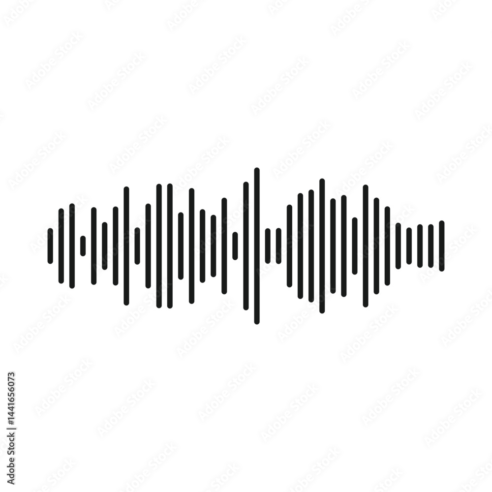 Audio waveform icon. Digital sound wave in clean vector format. Voice and music frequency symbol. Audio waveform icon. Digital sound wave in clean vector format. Voice and music frequency symbol.
