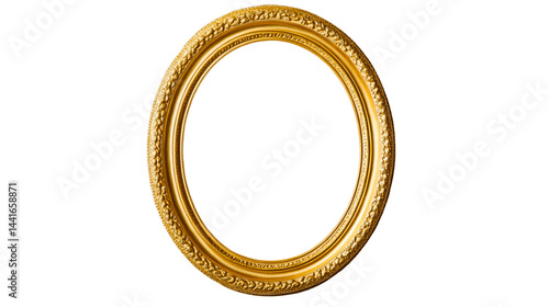 Ornate golden oval frame, cut out transparent