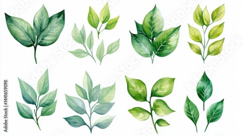 Vibrant leaf illustrations nature digital art natural environment close-up botanical concept