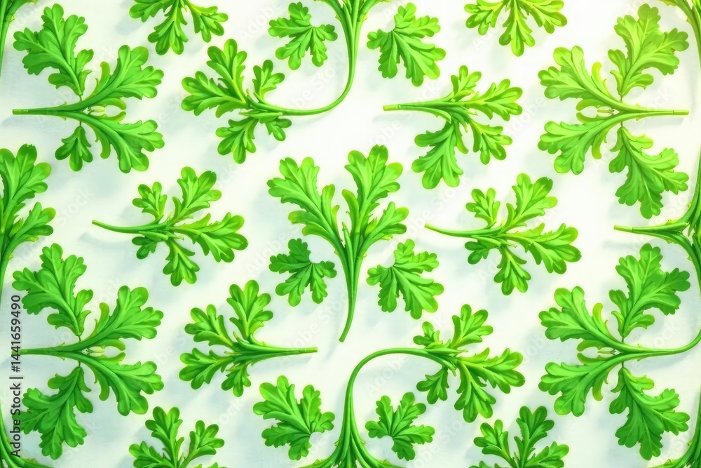 Delicate parsley leaf repeating pattern, light and airy , repeat, refreshing