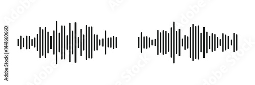 Audio wave icon, Sound wave sign, Wave form, Audio signal, Sound signal icon vector illustration
