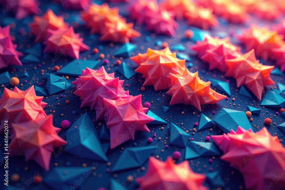 Intricate tessellation of geometric shapes in vibrant hues , polygon, colors, design