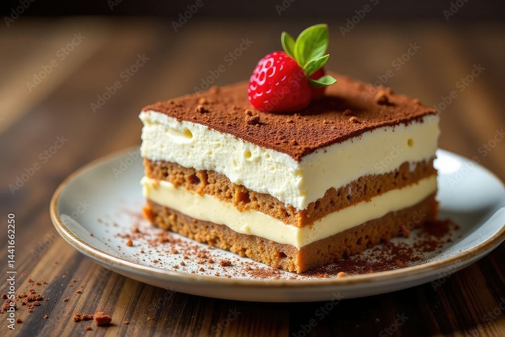 Classic tiramisu dessert, layered and delicious, layers, coffee liqueur, confection